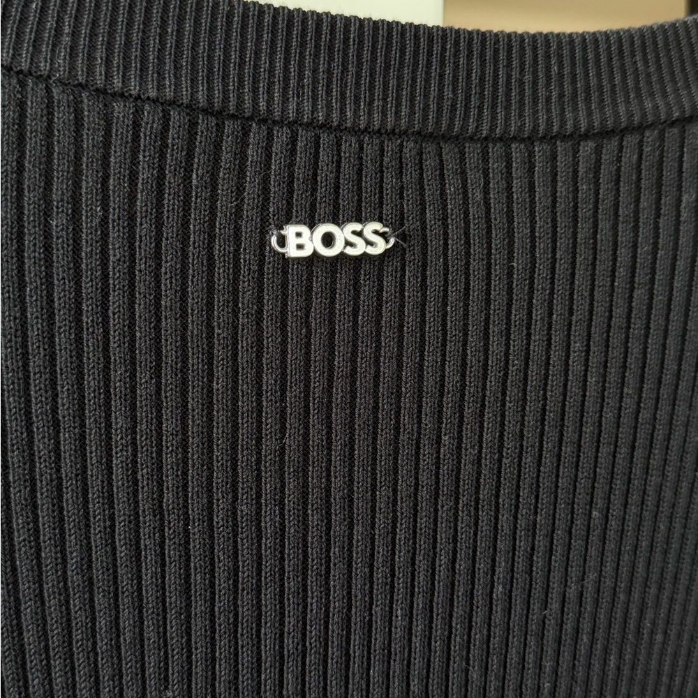 BOSS Black Ribbed Button-Up Cardigan - Picture 4 of 11